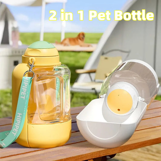 2-in-1 Large Portable Dog Water Bottle and Food Travel Bowl