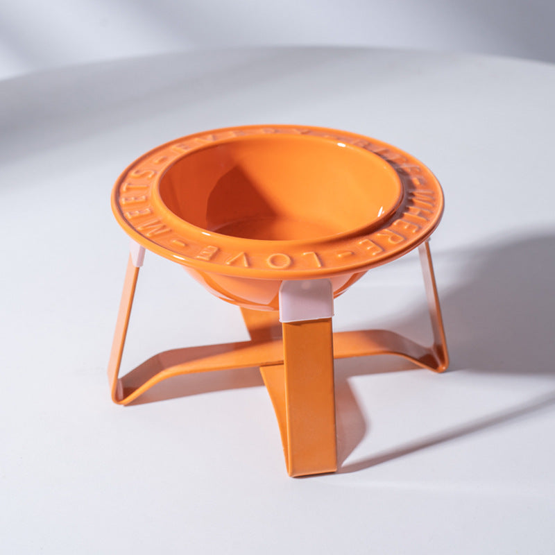 UFO Ceramic Cat Bowl Dog Bowl Rack Neck Protection