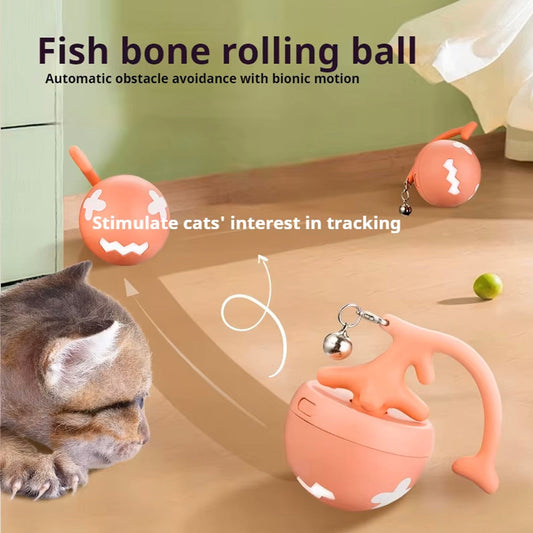 Pet Cat Toy Fish Bone Rolling Ball USB Electric Cat Teasing
