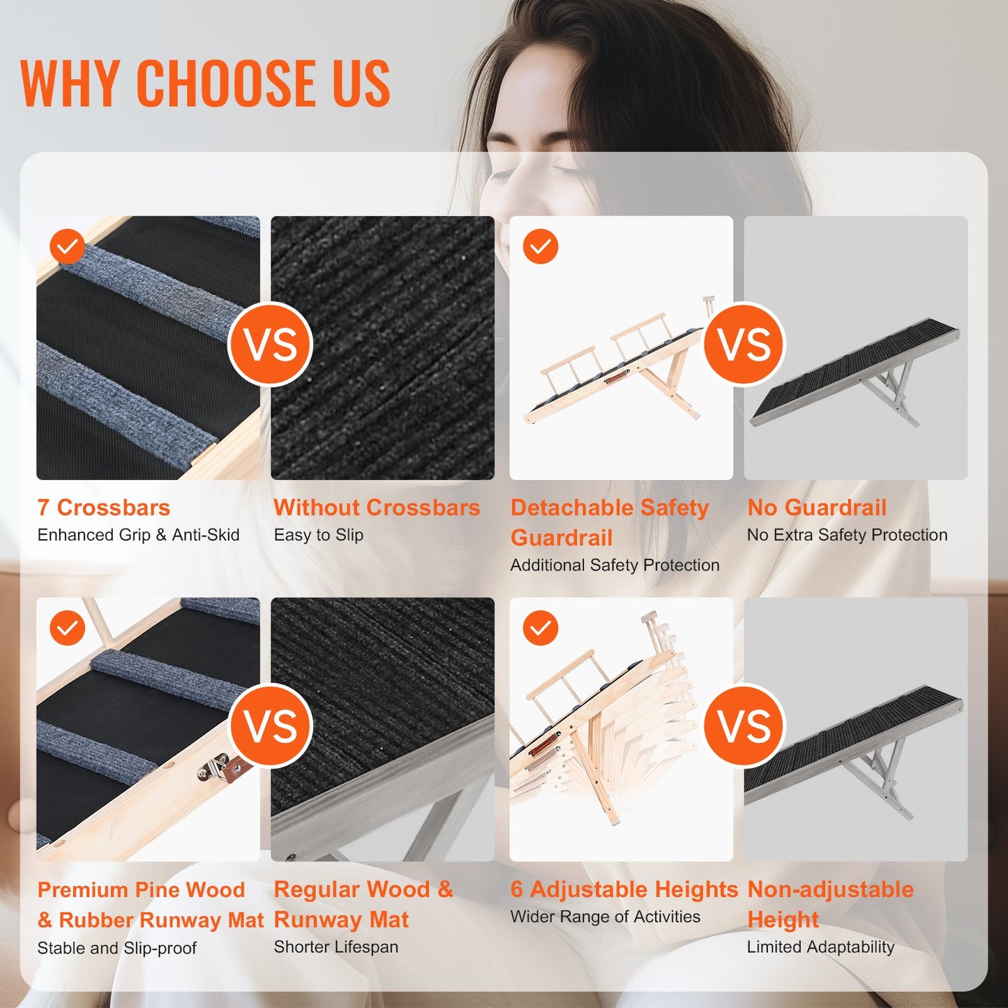 PawHut Extra Long Dog Car Ramp - Non-Slip Folding Pet Ladder