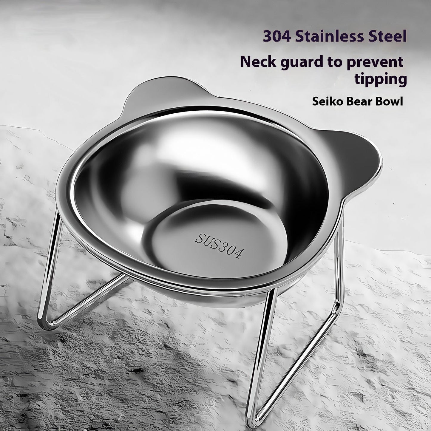 Stainless Steel Cat Water Bowl Pet Neck Protector Elevated