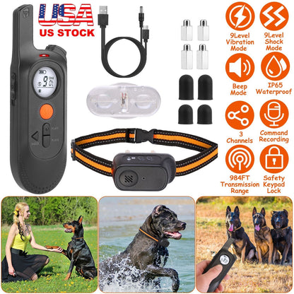 984FT Dog Training Collar IP65 Waterproof Pet Beep Vibration