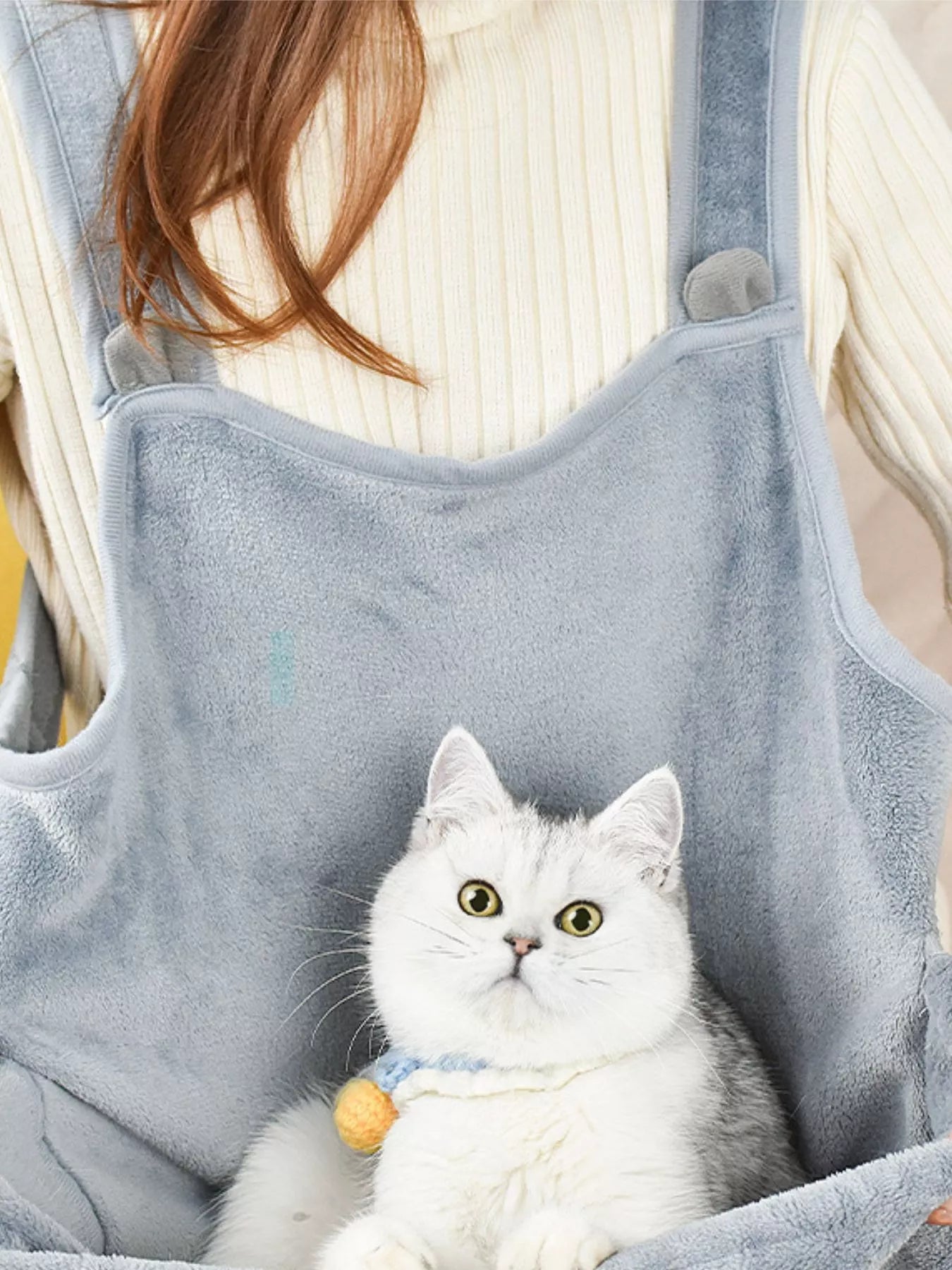 Pet Carrier Apron - Cozy Hands-Free Sling with Paw Holes