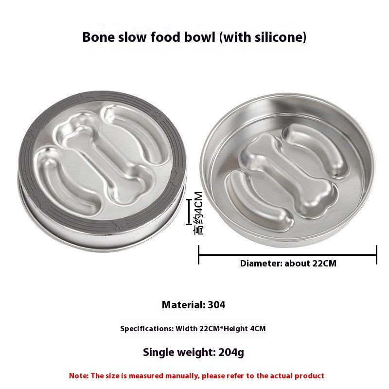 Non-slip Anti-choke 304 Stainless Steel Pet Slow Feeding