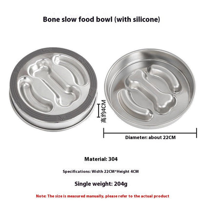 Non-slip Anti-choke 304 Stainless Steel Pet Slow Feeding
