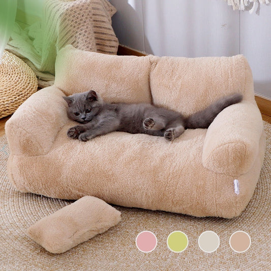 Luxury Cat Bed Sofa - Winter Warm Plush Pet Bed