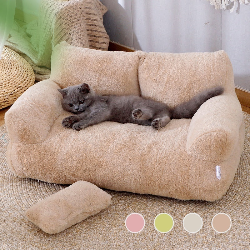 Luxury Cat Sofa - Warm Plush Donut Bed for Dogs & Cats