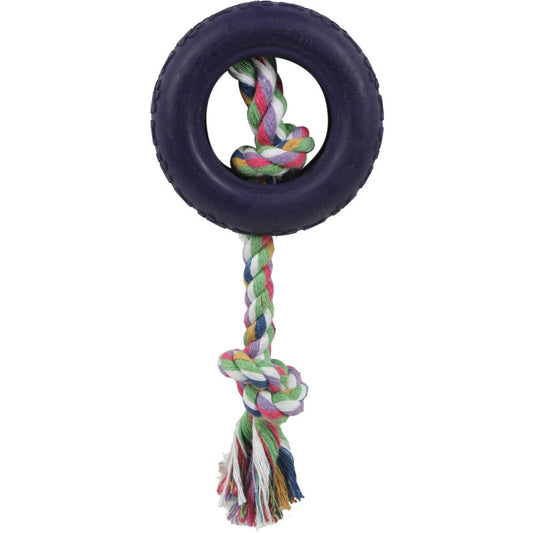 Rubberized Pet Chew Rope And Tire Tug Dog Toy