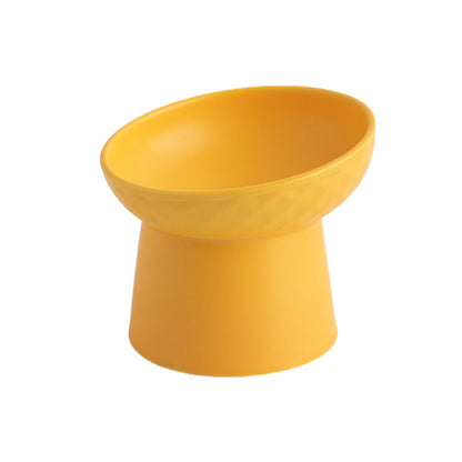Oblique Mouth High Foot Candy Color Cat Bowl