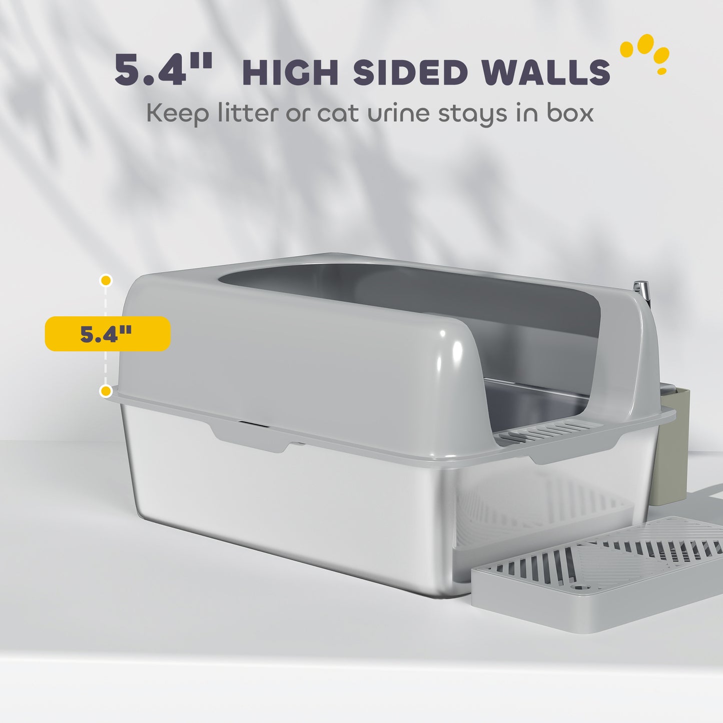 XL Stainless Steel Litter Box - High-Sided Anti-Leak Pan
