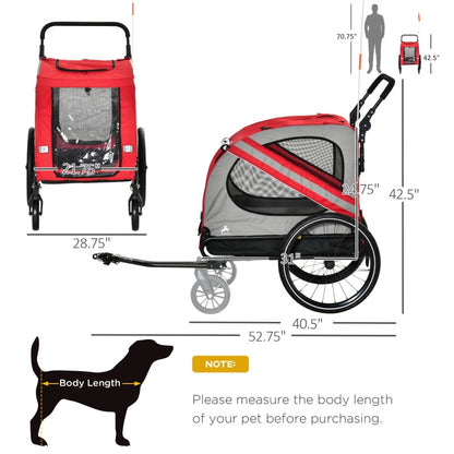 2-In-1 Pet Bike Trailer Stroller Jogging 🚴