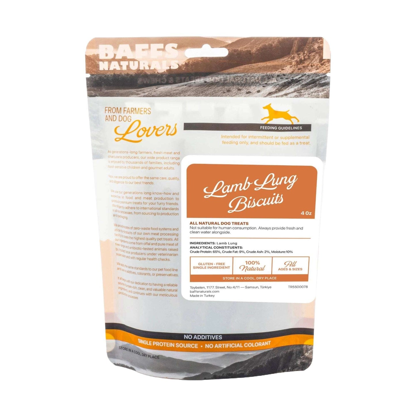 Baffs Natural Dog Treats Lamb Lung Biscuits in a 40 oz bag, grain free dog treats no additives