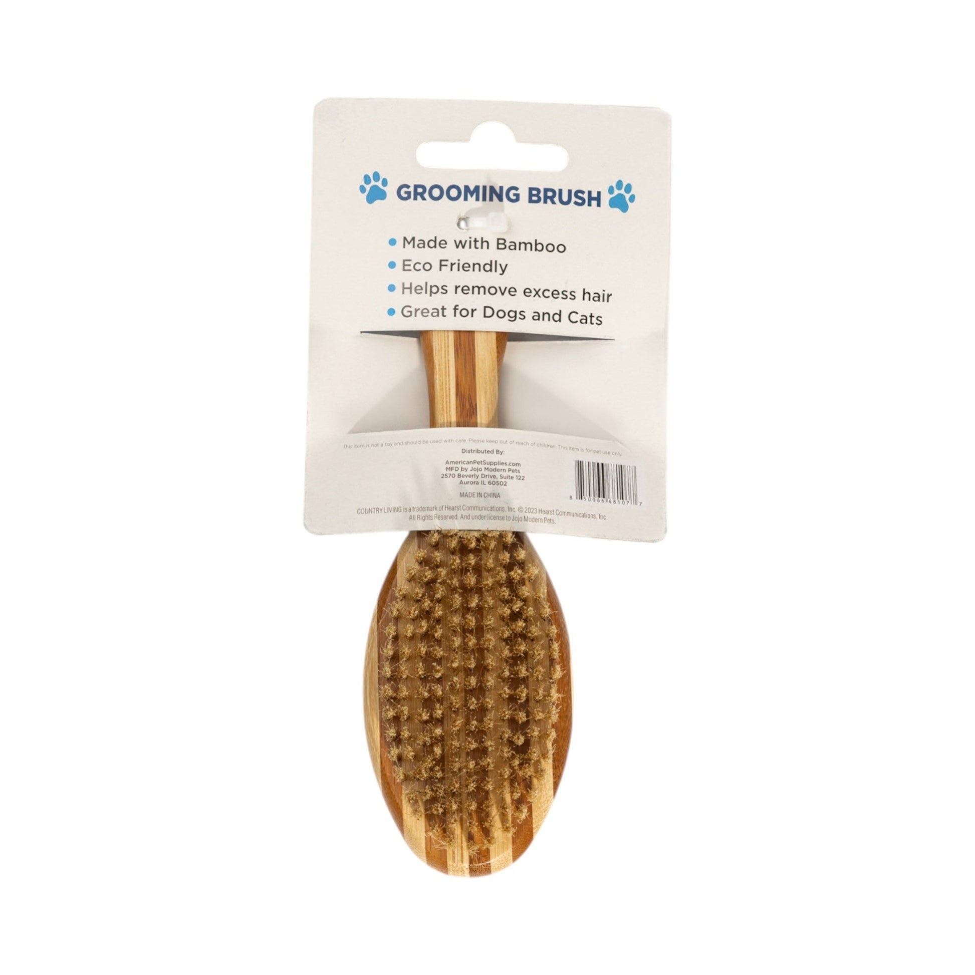 Dog Grooming Country Living Dual-Sided Natural Wood Brush - close up product image for dog grooming