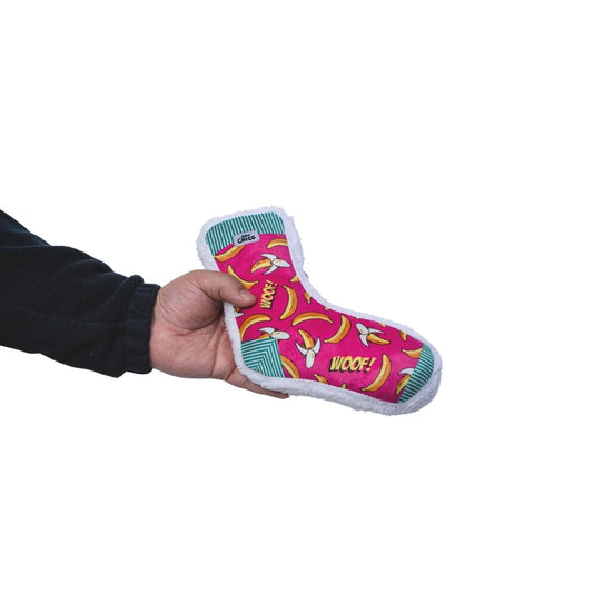 Dog Treats Squeaky Sock Plush Toy Whimsy Wonders Banana - detail product image for dog treats