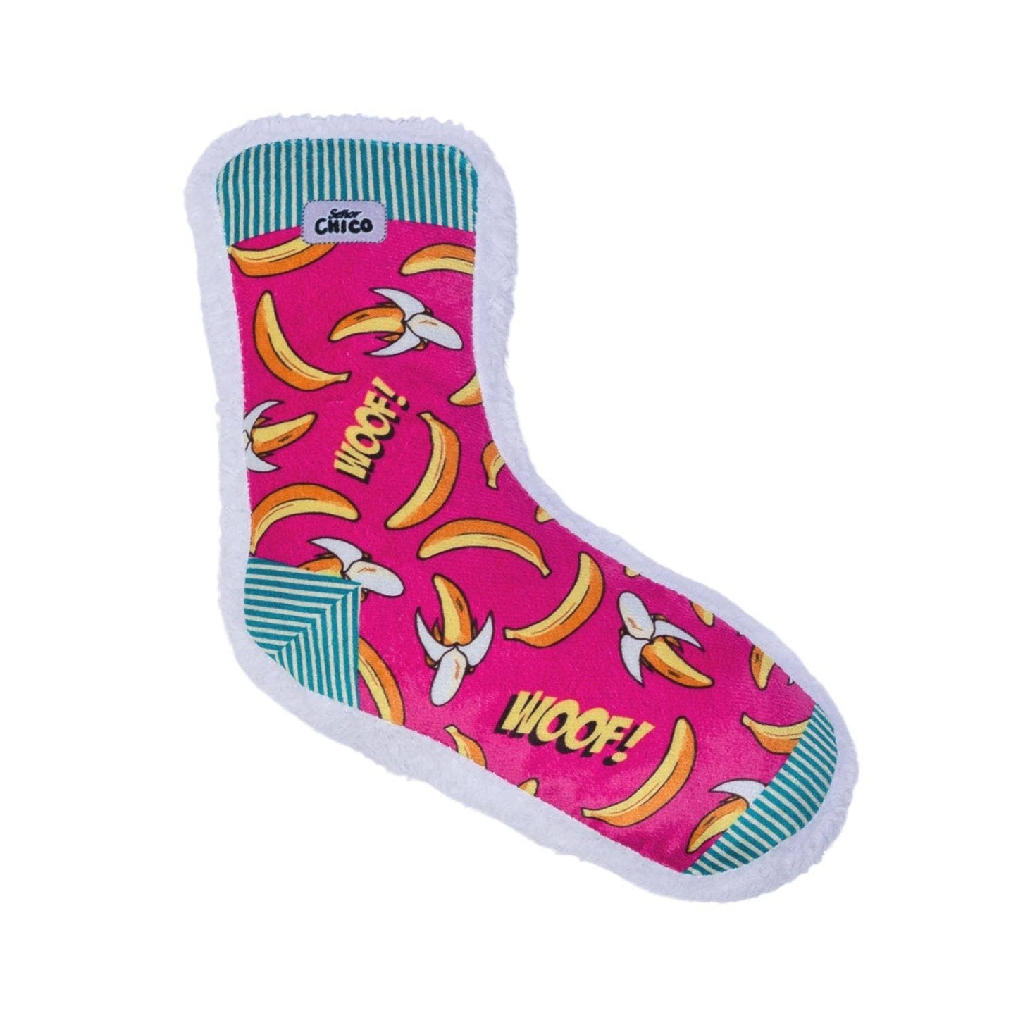 Dog Treats Squeaky Sock Plush Toy Whimsy Wonders Banana - main product image for dog treats
