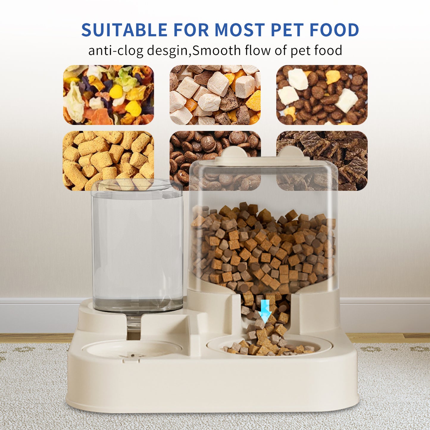 Transparent Pet Food & Water Dispenser - Automatic Refilling