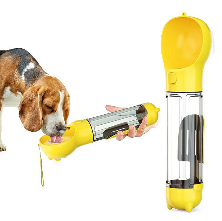 3-in-1 Dog Water Bottle - Portable Feeder & Poop Bag Holder