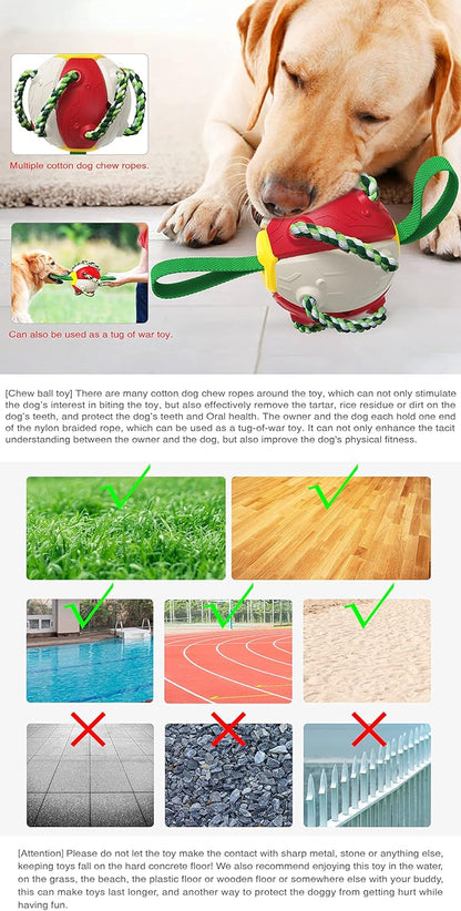 Purrfect Pet Kingdom Dog Toy Balls With Chewing Ropes Pet Flying Saucer Ball Dog (White blue) - Premium Dog Toys