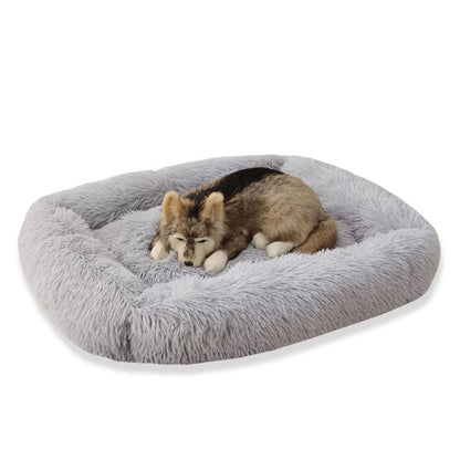 Washable Dog Bed Gray Plush Soft Cats Dogs 🛏️