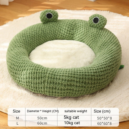 Cozy Frog Plush Pet Bed for Small Dogs and Cats Under 5KG