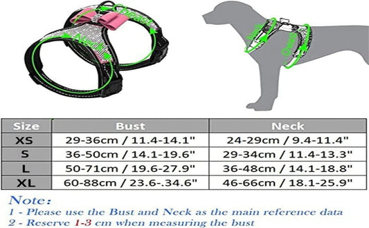 Dog Harness+Leash Sets with Rhinestones – Sparkly Bowknot & Reflective Trim