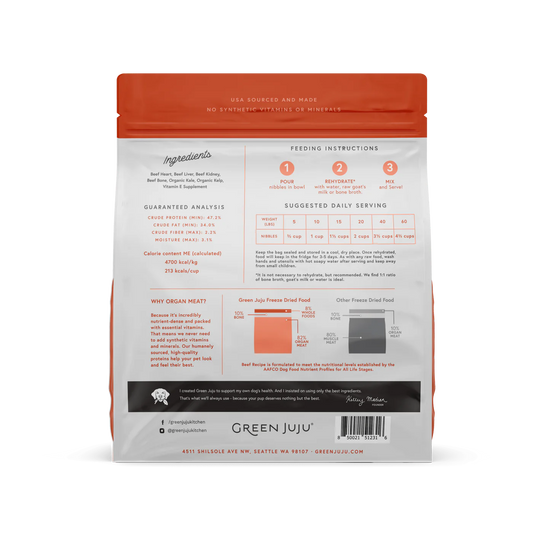 Green Juju Beef Recipe Freeze Dried Dog Food 14oz 🥩