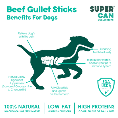 Dog Chews Beef Gullet Sticks 6 Inch 25 Pack 8 Oz 🦴