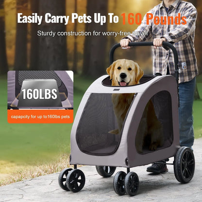 Berry Charmz - Pet Stroller - 4-Wheels Dog Stroller Carrier 160lbs Weight Capacity Portable