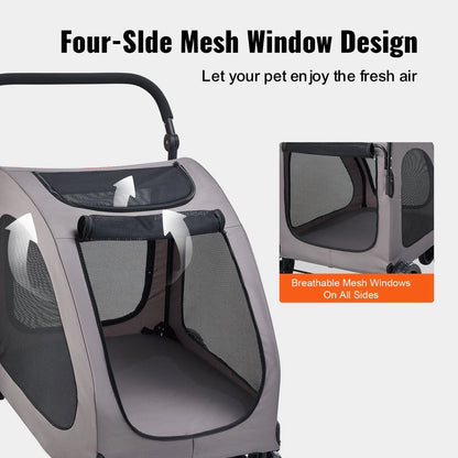 Berry Charmz - Pet Stroller - 4-Wheels Dog Stroller Carrier 160lbs Weight Capacity Portable