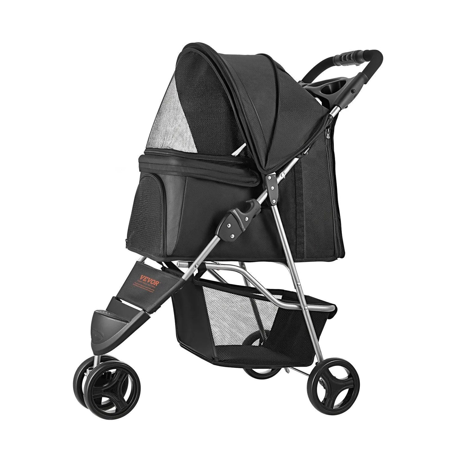 Berry Charmz - Pet Stroller Foldable 3 Wheels Dog Stroller with Brake up to 35lbs Travel Camp