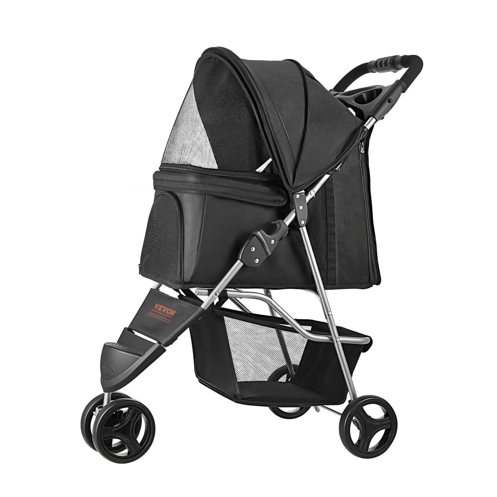 Berry Charmz - Pet Stroller Foldable 3 Wheels Dog Stroller with Brake up to 35lbs Travel Camp