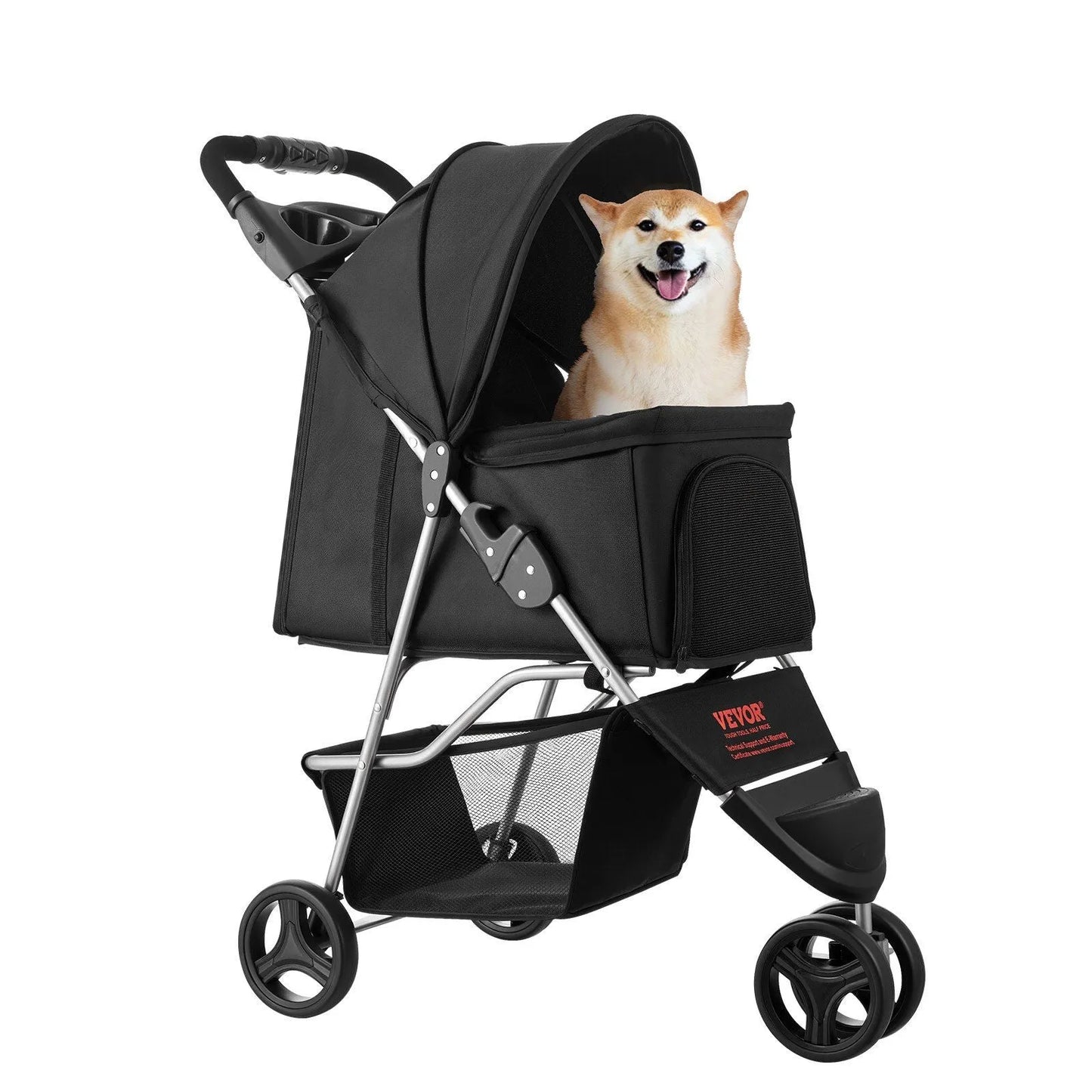 Berry Charmz - Pet Stroller Foldable 3 Wheels Dog Stroller with Brake up to 35lbs Travel Camp