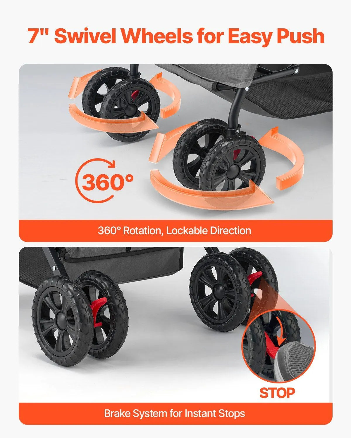 Berry Charmz - Pet Stroller Foldable 4 Wheels Travel Dog Stroller Reversible Handle up to 44lbs