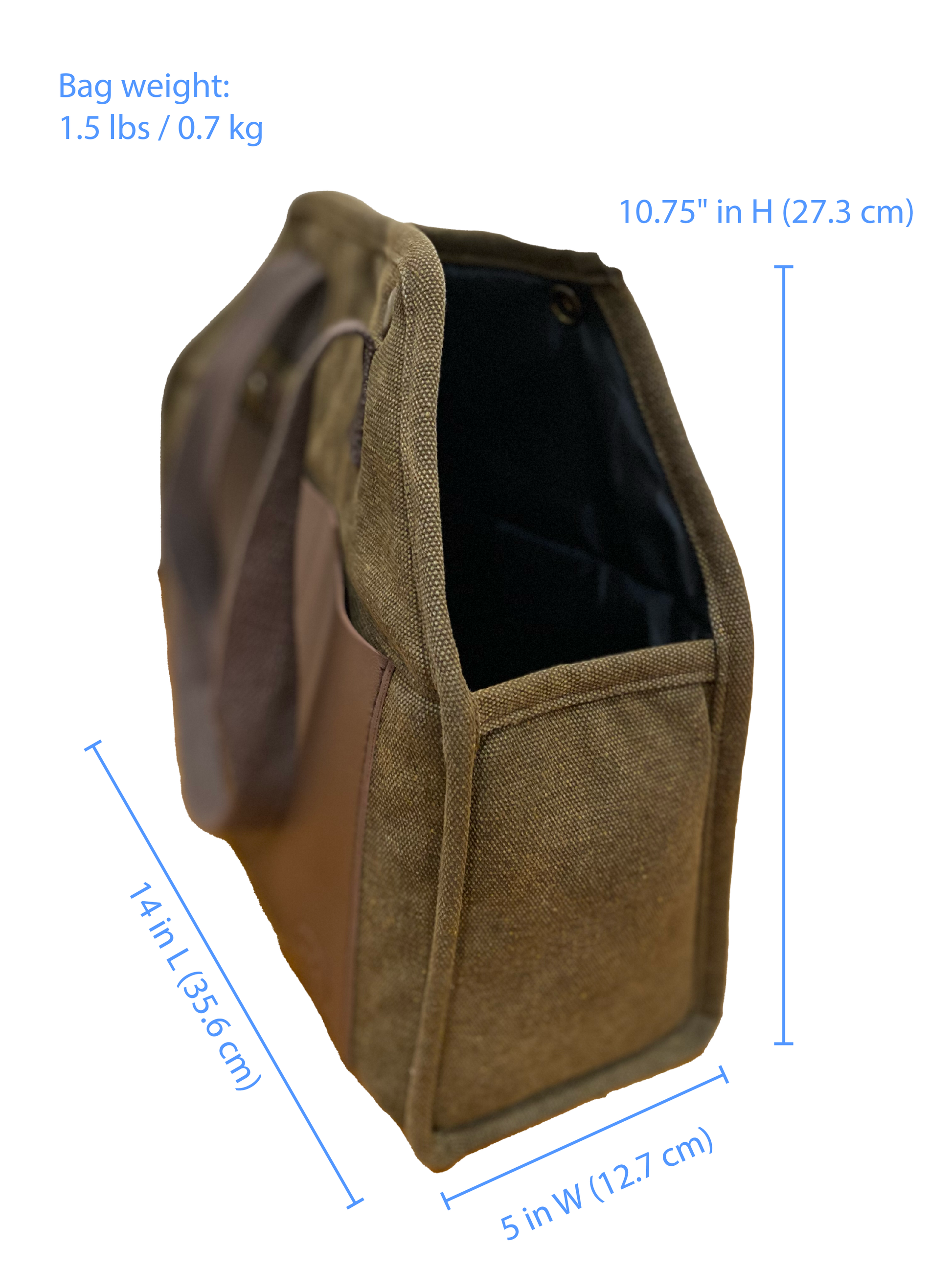 BESPOKE PAWS portable dog and cat carrier with a sturdy design and dimensions of 14 x 5 x 10.75 inches