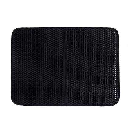Black honeycomb textured cat litter mat by Purrfect Pet Kingdom best cat litter mat for tracking
