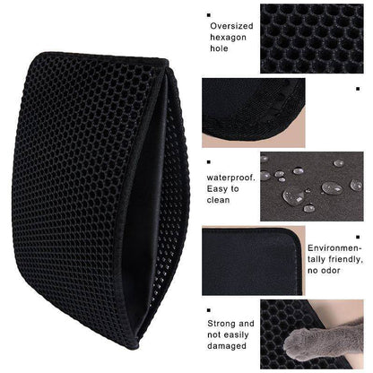 Purrfect Pet Kingdom black cat litter mat with oversized hexagon holes waterproof and durable best cat litter mat for tracking