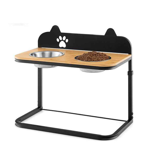 Purrfect Pet Kingdom Best Elevated Food Bowls for Pets Style A Black & Natural Purrfect Pet Kingdom