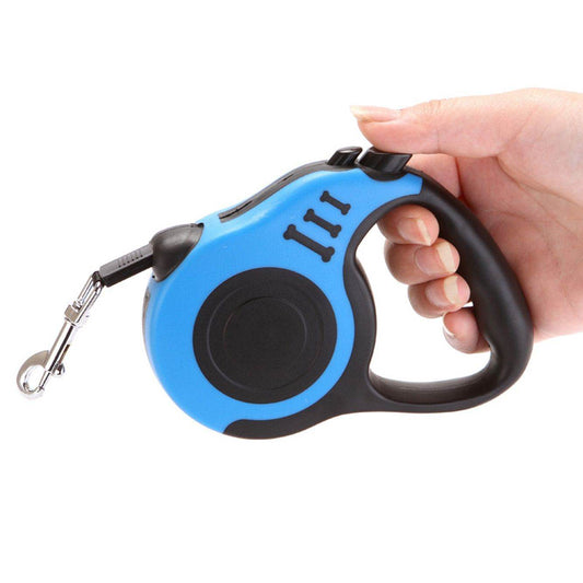 Blue retractable dog leash from Purrfect Pet Kingdom designed as the best leash for small and medium dogs