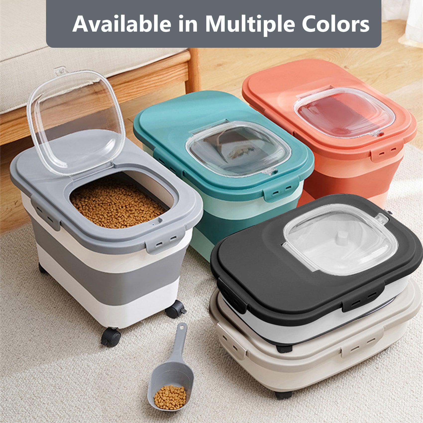 Purrfect Pet Kingdom best pet food container with lid available in multiple colors for easy storage
