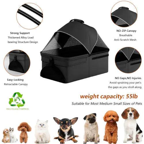 MANDOTOS best portable pet stroller carrier with breathable canopy and sturdy support for safe pet travel