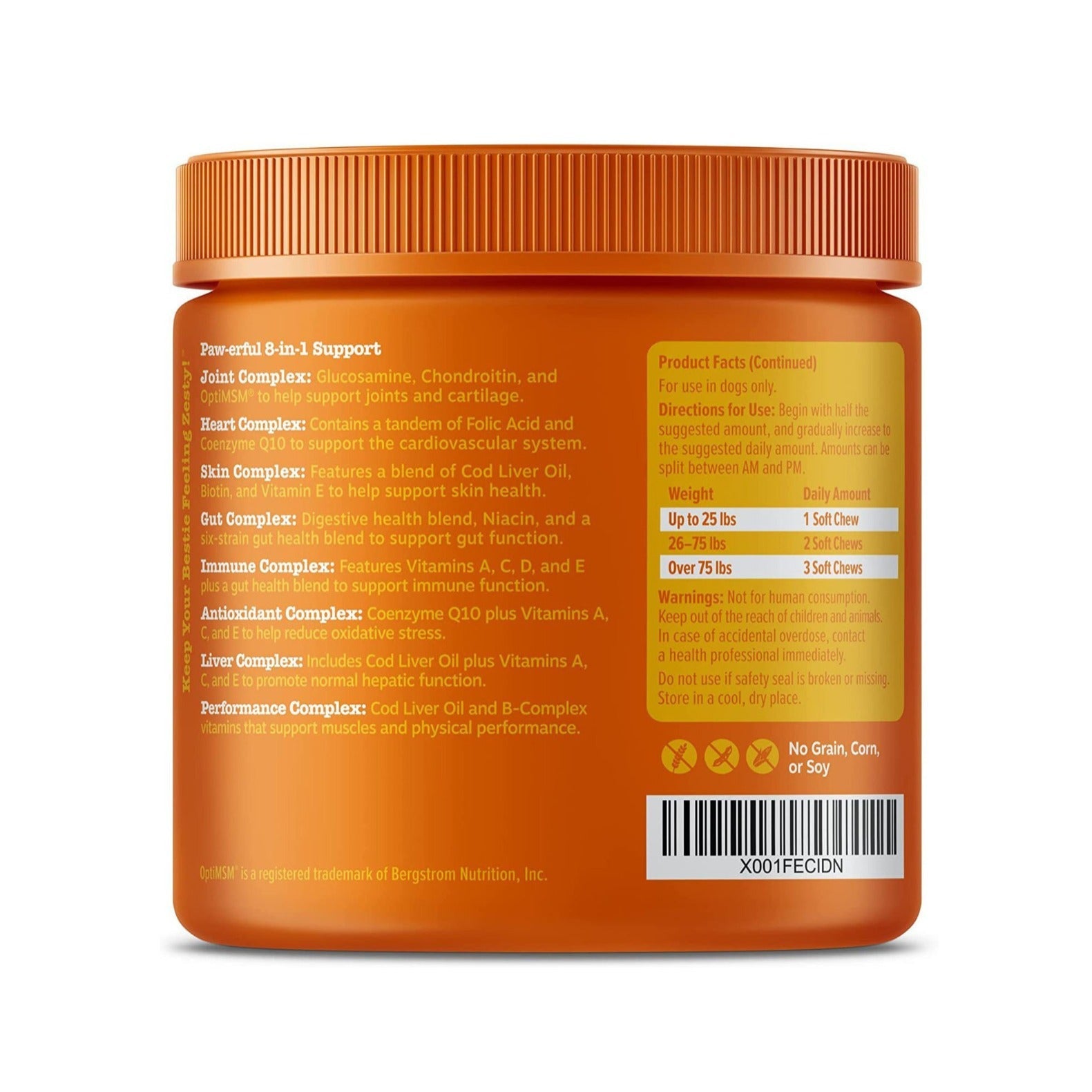 V.I.P Digital Presence multivitamins jar showcasing the best vitamins for dog health with joint, heart, and skin support.