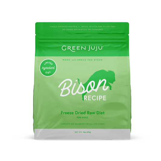 Green Juju Bison Recipe Freeze Dried Dog Food 14oz 🦬