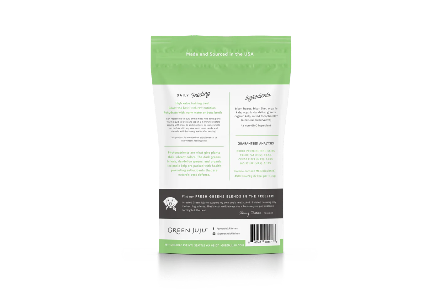 Green Juju Freeze Dried Bison Green Whole Food Bites 2.5oz 🦬