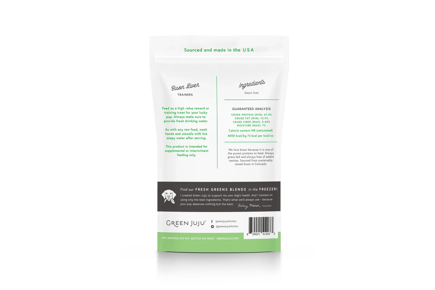 Green Juju Freeze Dried Bison Liver Trainer Treats 3oz 🦬