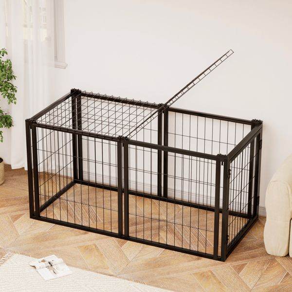 Purrfect Pet Kingdom Black Metal Dog Crate Indoor - Purrfect Pet Kingdom