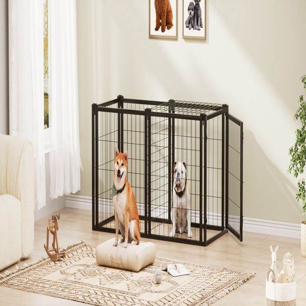 Purrfect Pet Kingdom Black Metal Dog Crate Indoor - Purrfect Pet Kingdom
