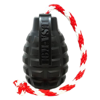 USA-K9 Magnum Grenade Durable Rubber Chew Toy, Treat Dispenser, Reward Toy, Tug Toy, and Retrieving Toy - Black Magnum