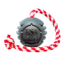 USA-K9 Magnum Black Stars and Stripes Ultra-Durable  Rubber Chew Toy, Reward Toy, Tug Toy, and Retrieving Toy - Black