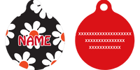 Black Daisy HD Dog ID Tag