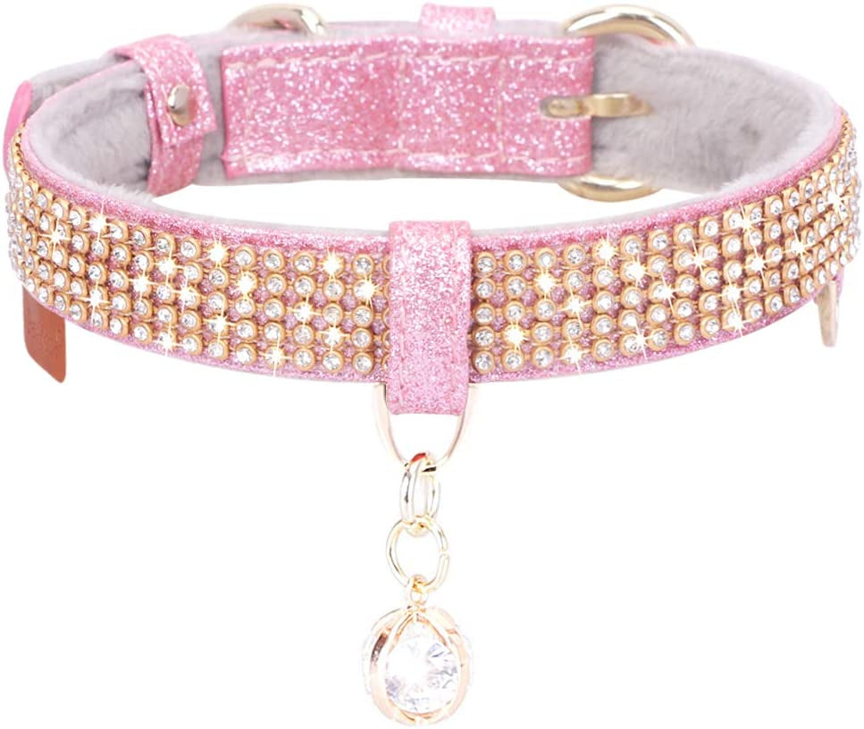 Bling cat collar with charm in pink featuring sparkling rhinestones and a stylish design for fashionable cats